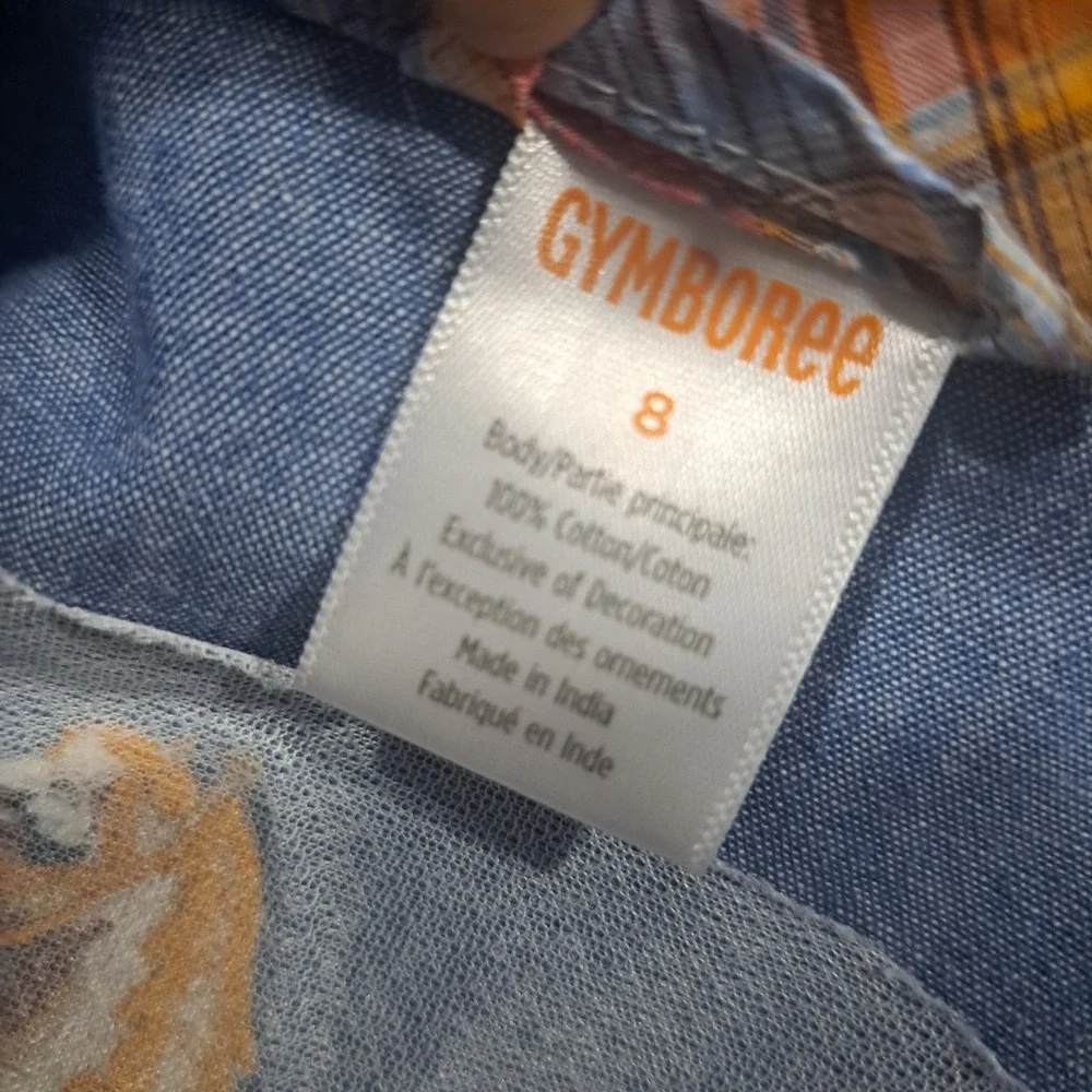 Gymboree‎ Boys Blue Chambray Western Snap Shirt Horse Embroidery Size 8